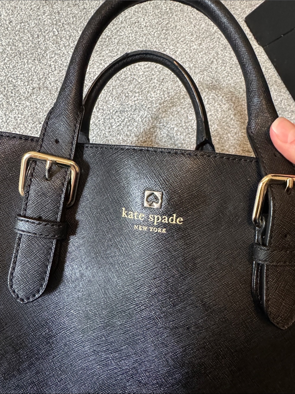 kate spade Black Saffiano Leather Top-Handle Satchel with Strap - Picture 7 of 8